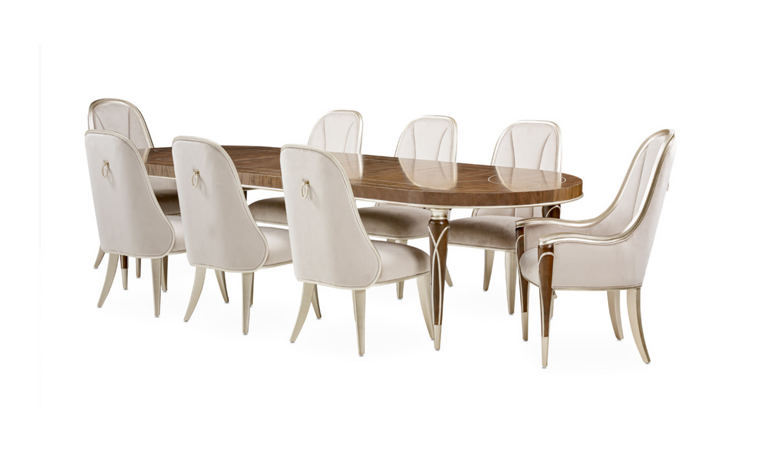 AICO Villa Cherie"4 Leg Oval Dining Table-jennifer furniture