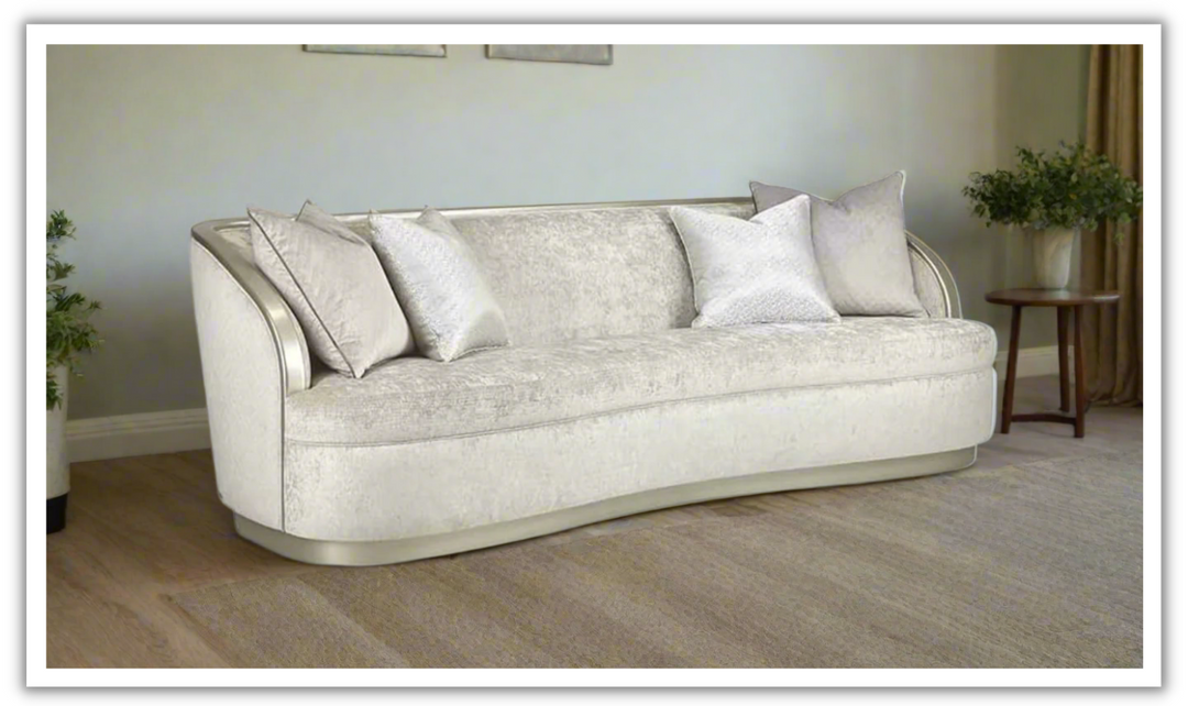 AICO Lanna 2-Seater Silver Mist Velvet Fabric Mansion Sofa-jennifer furniture