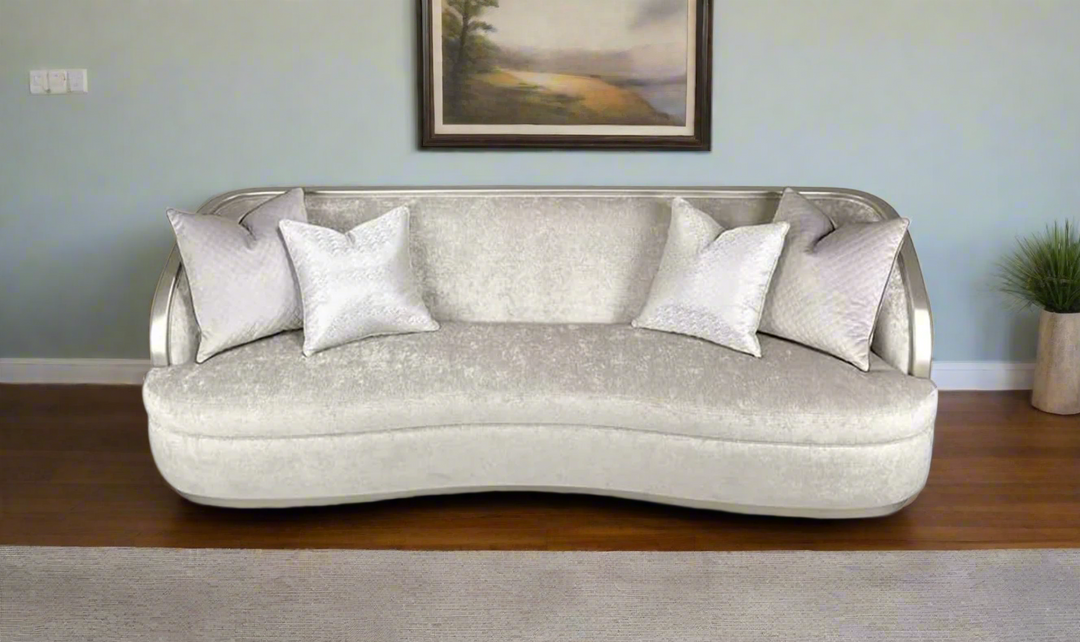 AICO Lanna 2-Seater Silver Mist Velvet Fabric Mansion Sofa-jennifer furniture