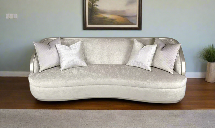 AICO Lanna 2-Seater Silver Mist Velvet Fabric Mansion Sofa-jennifer furniture