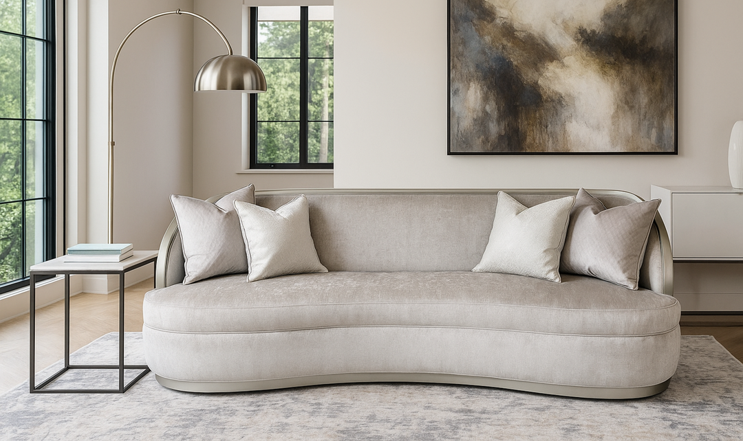 AICO Lanna 2-Seater Silver Mist Velvet Fabric Mansion Sofa-jennifer furniture