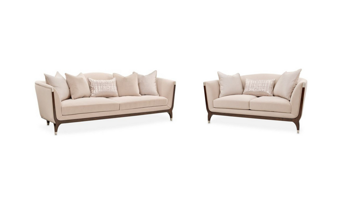 AICO Paris Chic 2 Piece Fabric Living Room Set in Beige-jennifer furniture