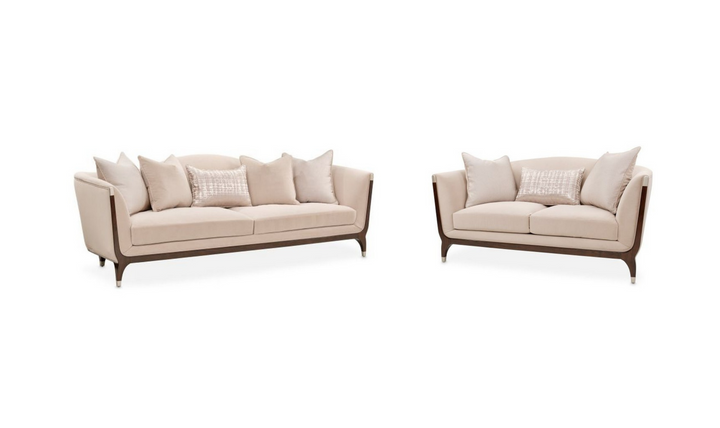 AICO Paris Chic 2 Piece Fabric Living Room Set in Beige-jennifer furniture