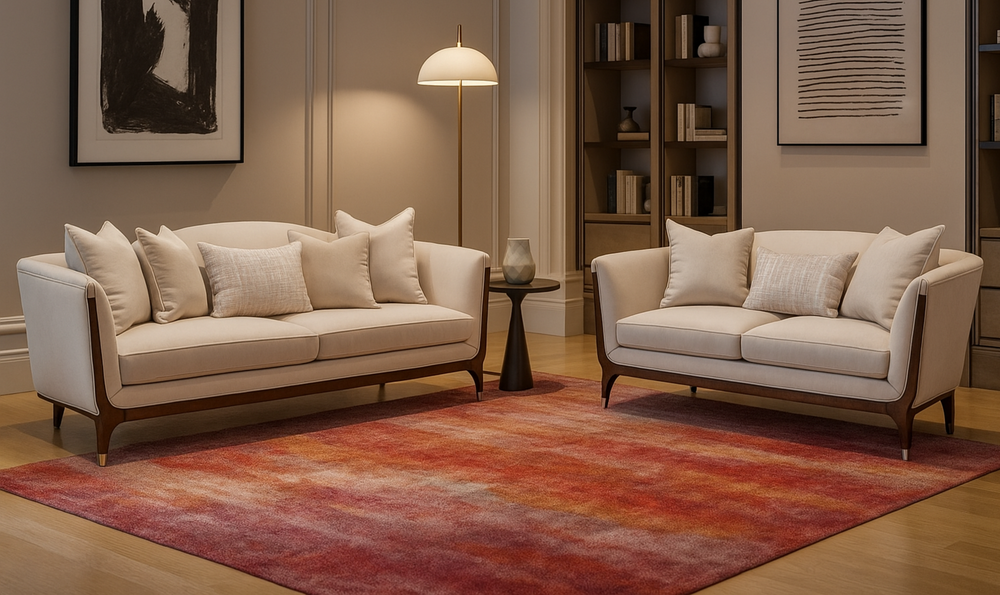 AICO Paris Chic 2 Piece Fabric Living Room Set in Beige-jennifer furniture