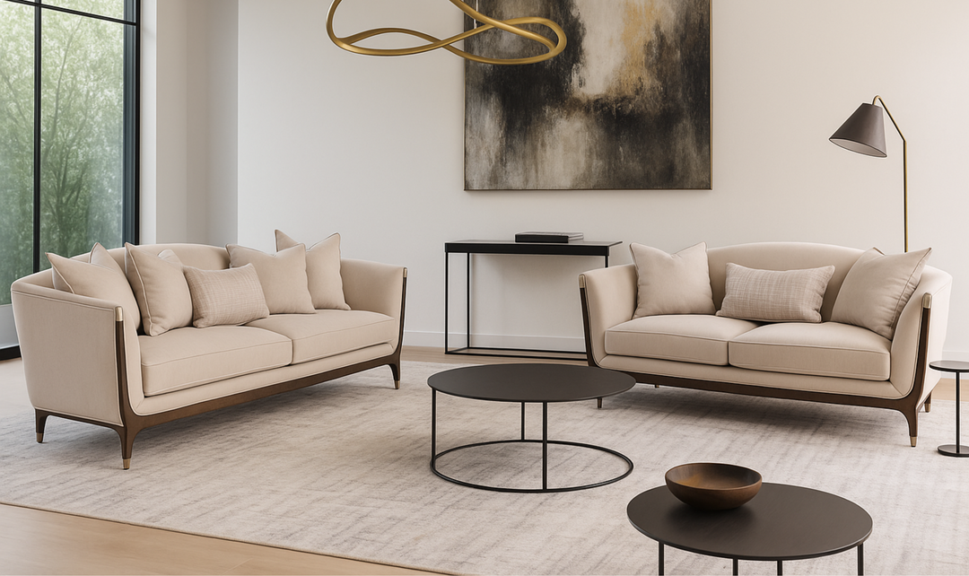AICO Paris Chic 2 Piece Fabric Living Room Set in Beige-jennifer furniture