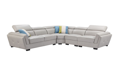 Adley L-shaped Leather Sectional with Adjustable Headrests