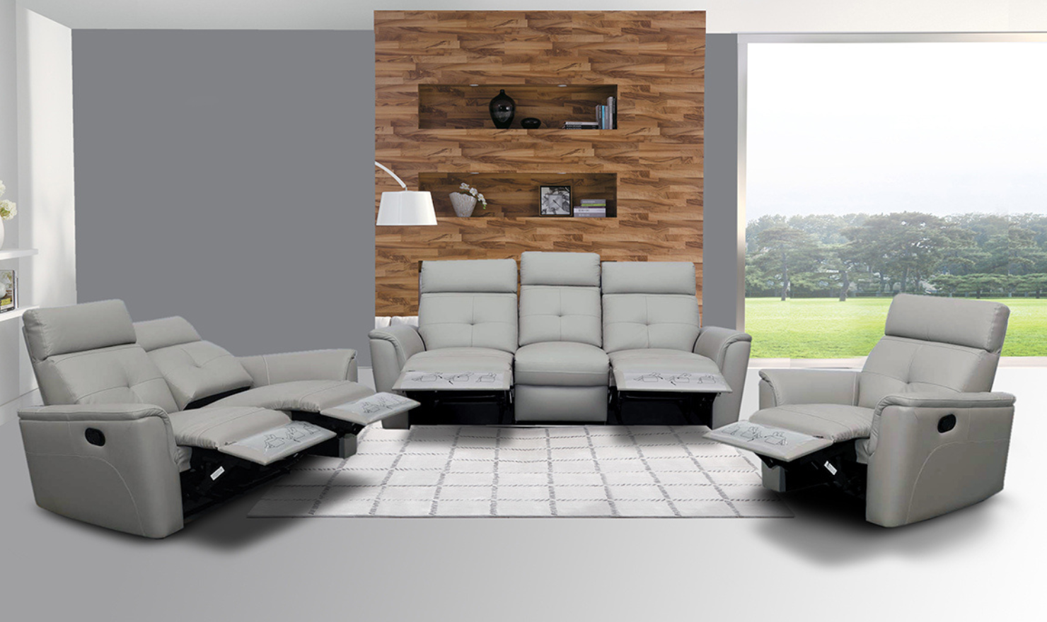ESF Italia Adonis 3-Seater Italian Leather Manual Recliner Sofa