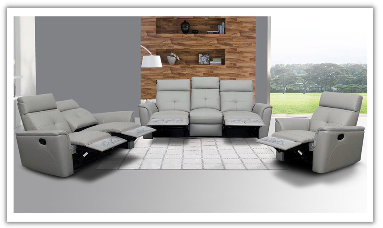 ESF Italia Adonis Leather Manual Reclining Loveseat with Cushion Arms