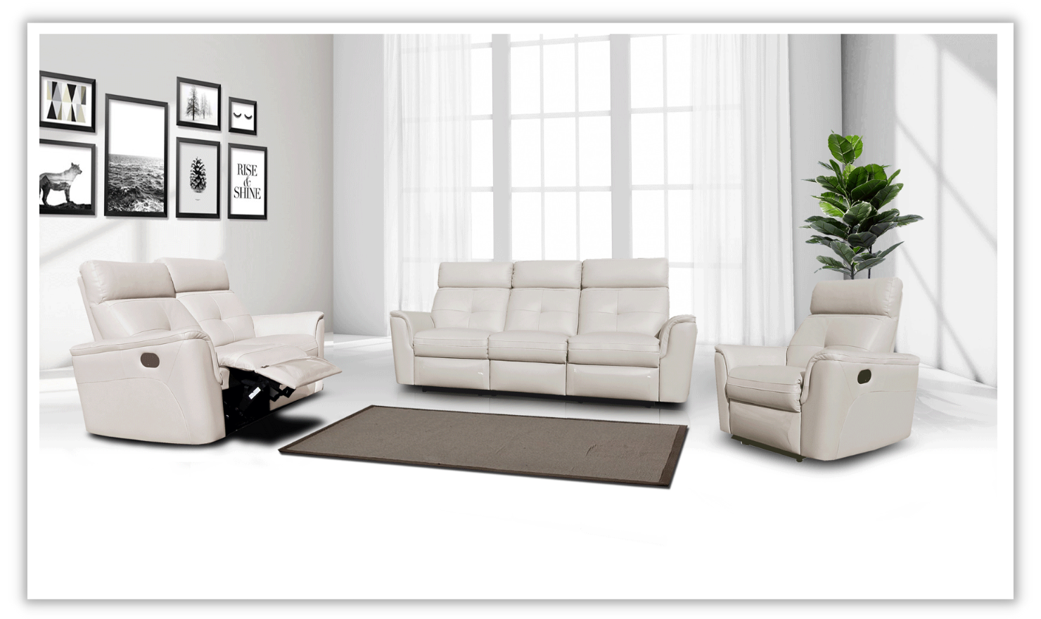 Esf Italia Adonis Leather Recliner Chair with Tufting Accent