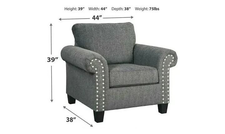Modern Heritage Agleno Charcoal Fabric Living Room Set