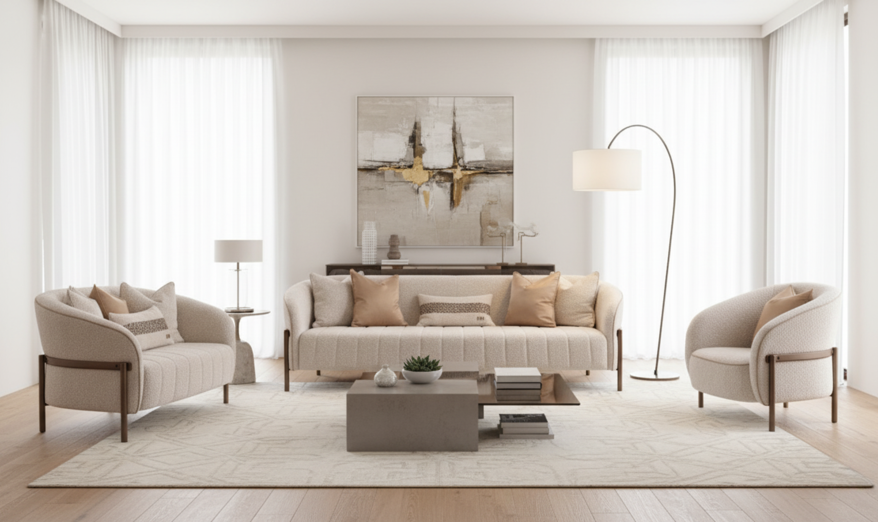 Aico Furniture Lisbon Fabric Living Room Set-jennifer furniture