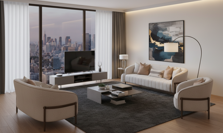 Aico Furniture Lisbon Fabric Living Room Set-jennifer furniture