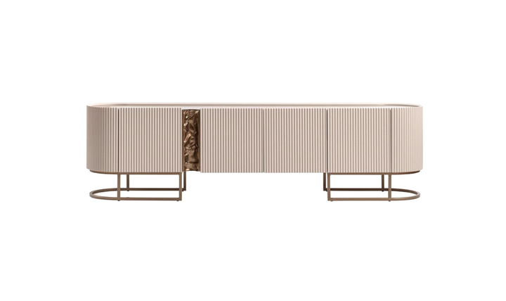 Aico Furniture Lisbon Silken Cream Bronze Media Table-jennifer furniture