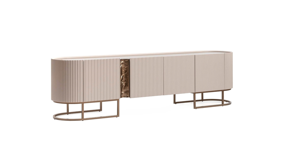 Aico Furniture Lisbon Silken Cream Bronze Media Table-jennifer furniture