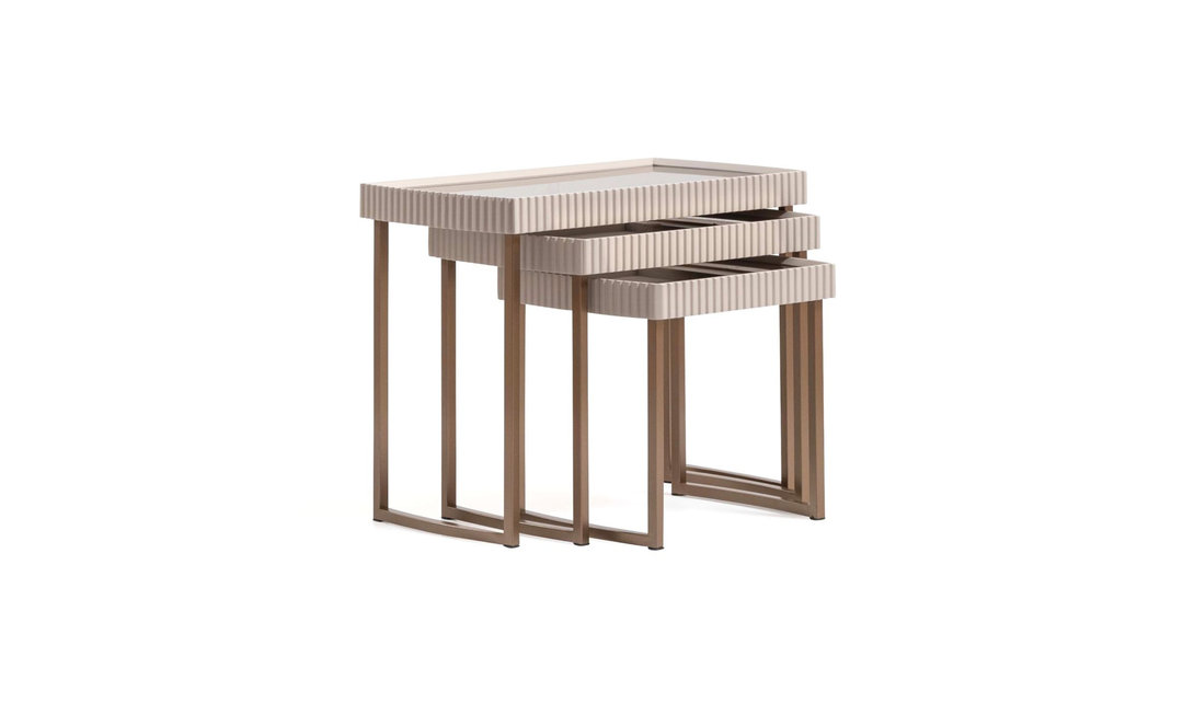 Aico Furniture Lisbon Silken Cream Bronze Nesting Table-jennifer furniture