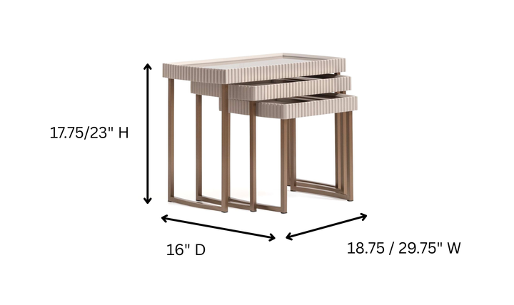 Aico Furniture Lisbon Silken Cream Bronze Nesting Table-jennifer furniture