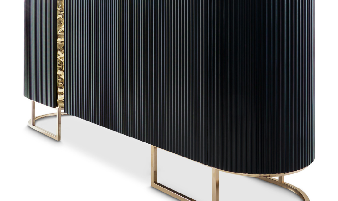 Aico Furniture Lisbon Silken Matte Black Console Table