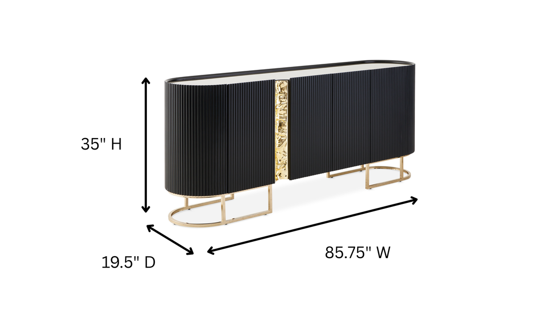 Aico Furniture Lisbon Silken Matte Black Console Table