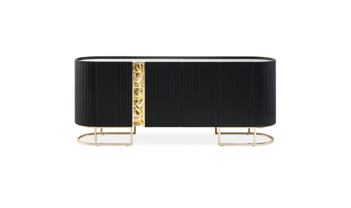 Aico Furniture Lisbon Silken Matte Black Console Table
