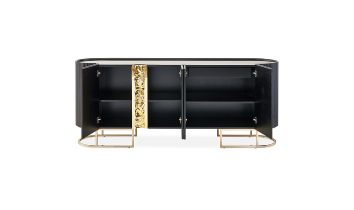 Aico Furniture Lisbon Silken Matte Black Console Table