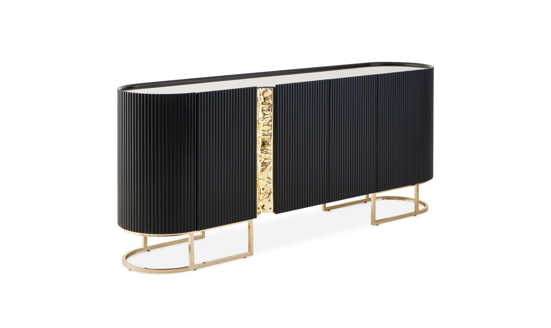 Aico Furniture Lisbon Silken Matte Black Console Table
