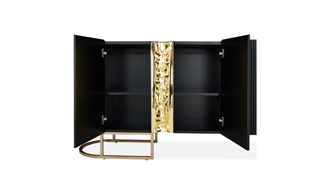Aico Furniture Lisbon Silken Matte Black Console Table