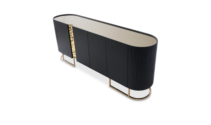 Aico Furniture Lisbon Silken Matte Black Console Table