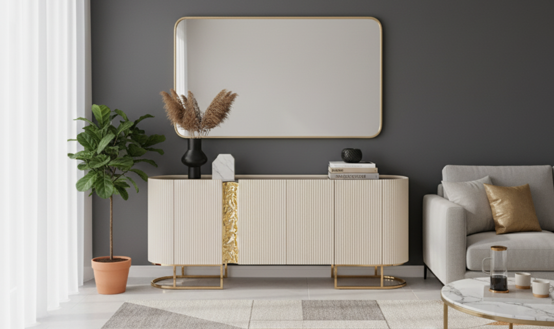 Aico Furniture Lisbon Silken Matte Cream Console Table-jennifer furniture