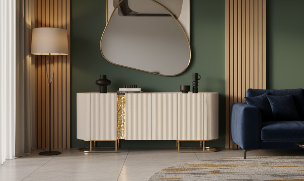 Aico Furniture Lisbon Silken Matte Cream Console Table-jennifer furniture