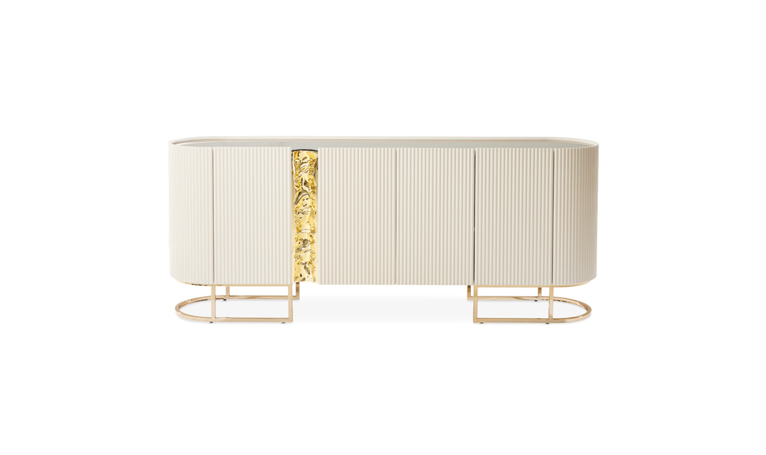 Aico Furniture Lisbon Silken Matte Cream Console Table