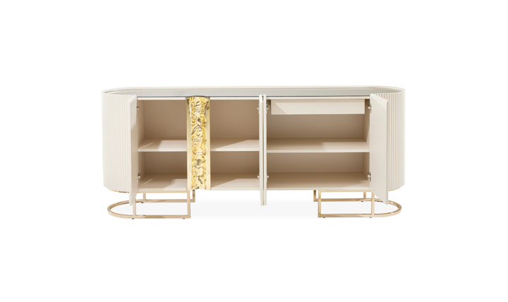 Aico Furniture Lisbon Silken Matte Cream Console Table