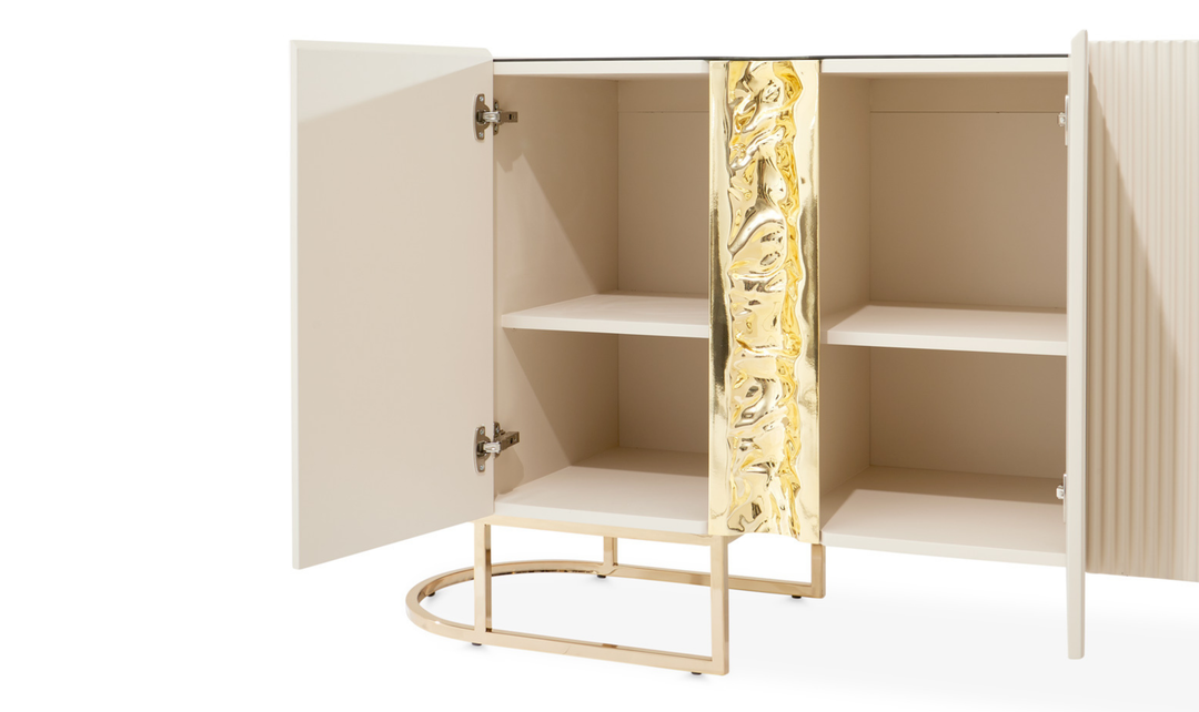 Aico Furniture Lisbon Silken Matte Cream Console Table