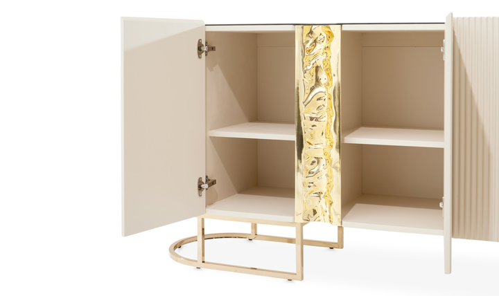 Aico Furniture Lisbon Silken Matte Cream Console Table