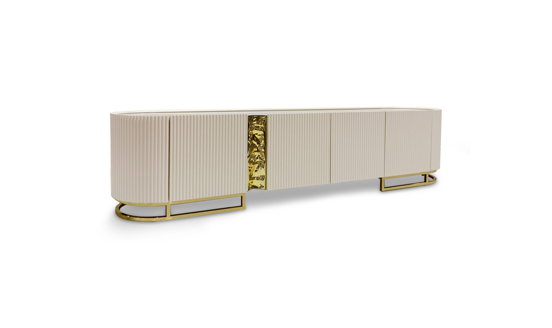 Aico Furniture Lisbon Silken Matte Cream Media Table