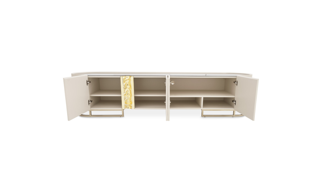 Aico Furniture Lisbon Silken Matte Cream Media Table