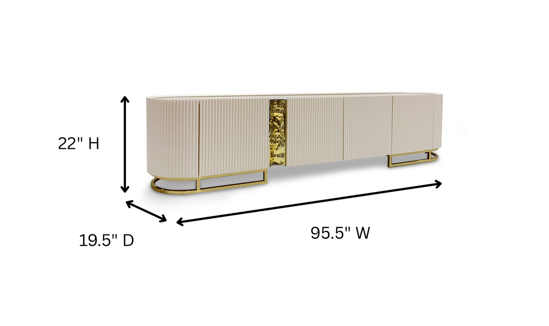 Aico Furniture Lisbon Silken Matte Cream Media Table