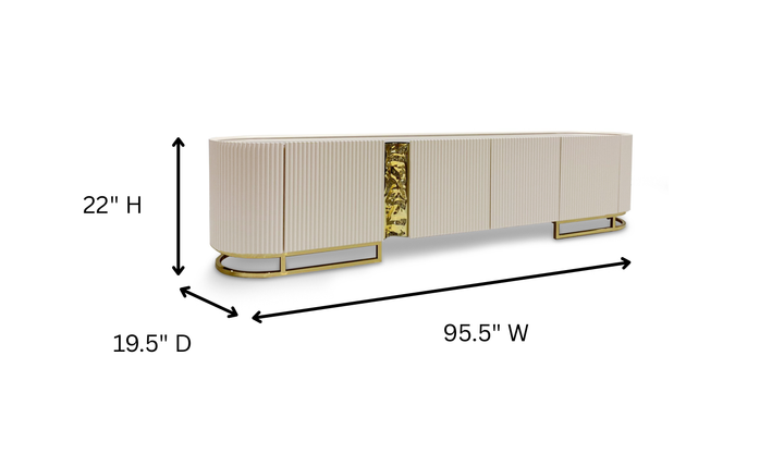 Aico Furniture Lisbon Silken Matte Cream Media Table