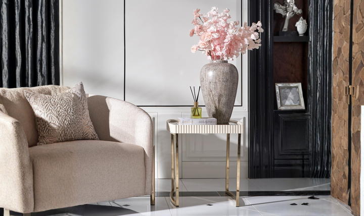 Aico Furniture Lisbon Silken Cream Bronze Table Set-jennifer furniture