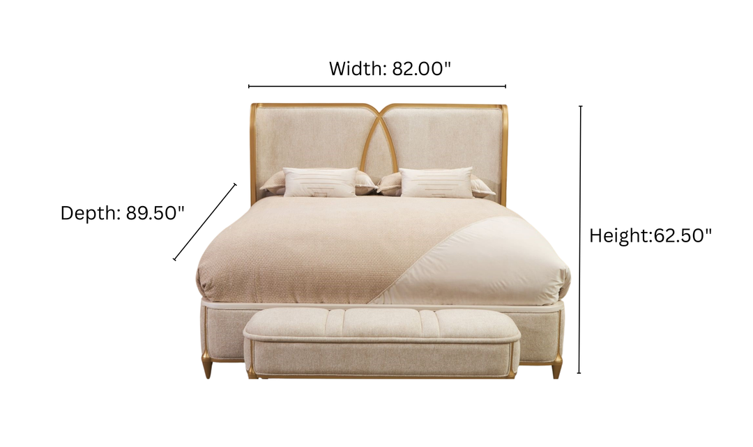 Aico Furniture Scotts Square Beige Fabric Upholstered Eastern King Bed-Jennifer Furniture
