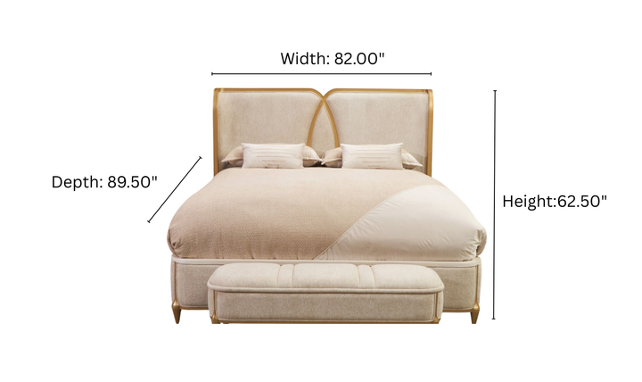 Aico Furniture Scotts Square Beige Fabric Upholstered Eastern King Bed-Jennifer Furniture