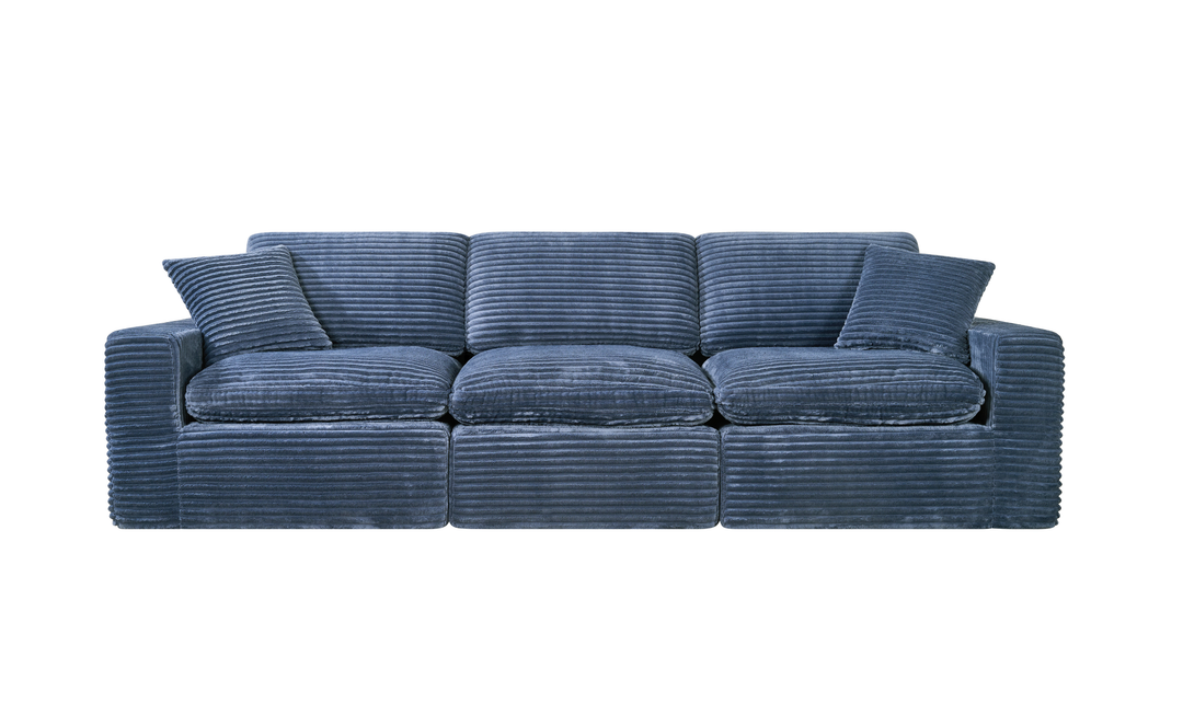 Klaussner Pacis 3-Seater Fabric Dark Blue Sofa with Ottoman