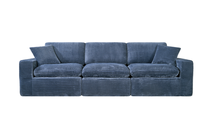 Klaussner Pacis 3-Seater Fabric Dark Blue Sofa with Ottoman