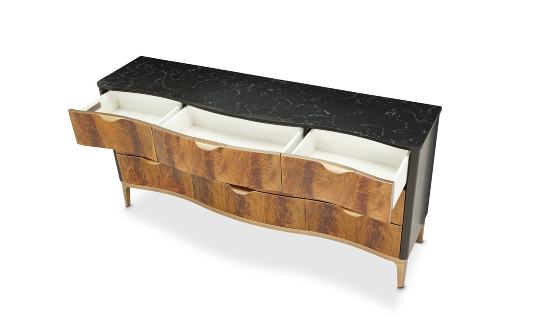 Aico Furniture Malibu Crest Dresser in Crotch Mahogany
