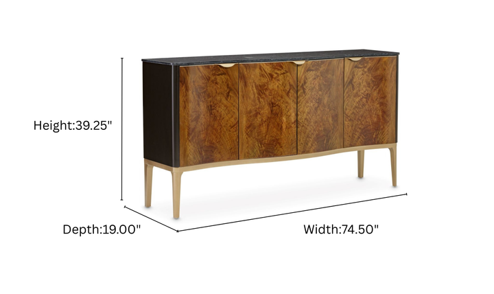 Aico Furniture Malibu Crest Sideboard in Crotch Mahogany Finish