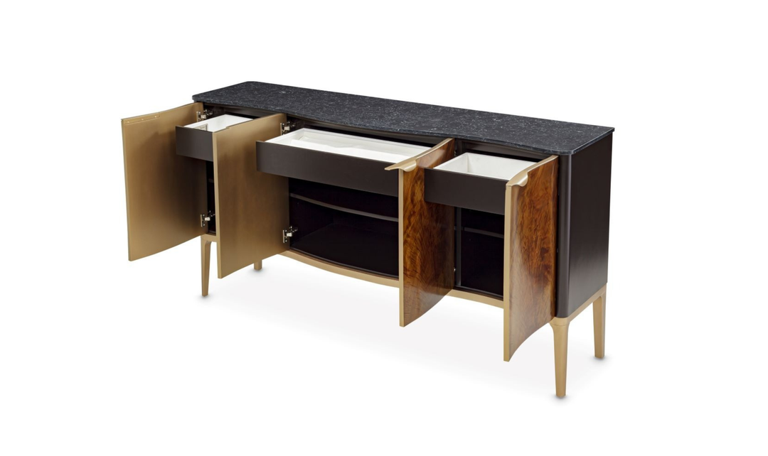 Aico Furniture Malibu Crest Sideboard in Crotch Mahogany Finish