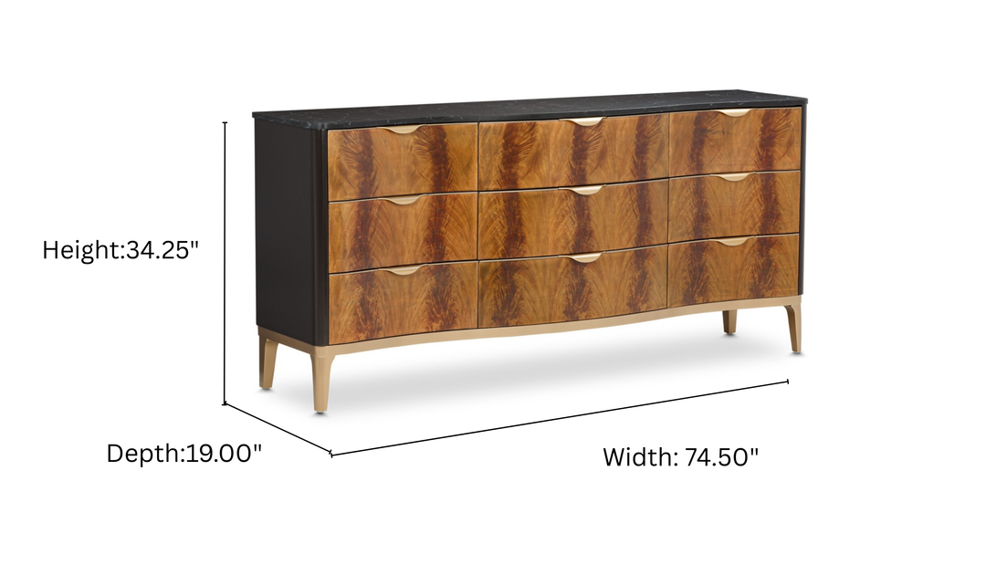 Aico Furniture Malibu Crest Dresser in Crotch Mahogany