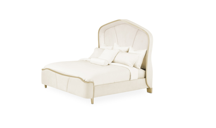 Aico Furniture Malibu Crest Upholstered Curved Panel Bed