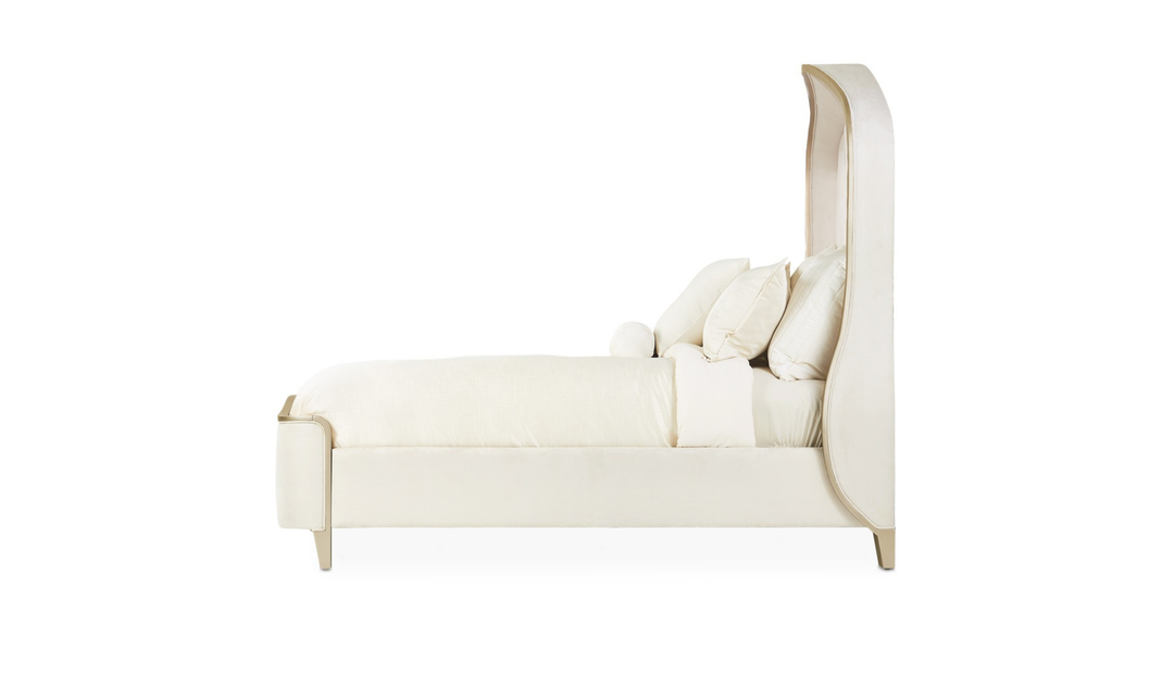 Aico Furniture Malibu Crest Upholstered Curved Panel Bed