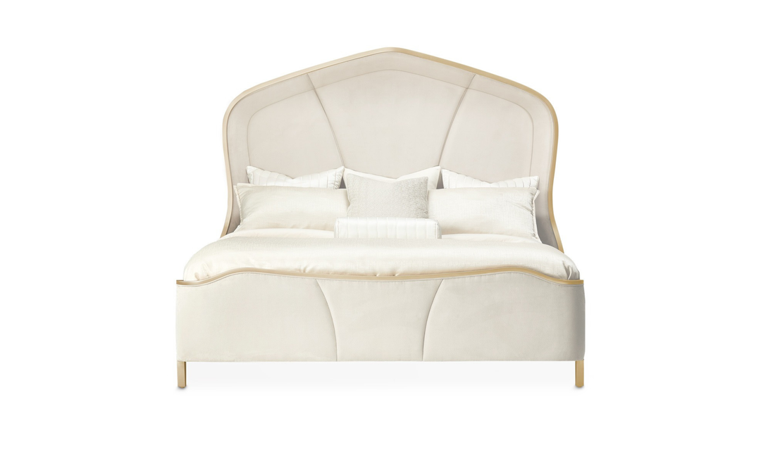 Aico Furniture Malibu Crest Upholstered Curved Panel Bed