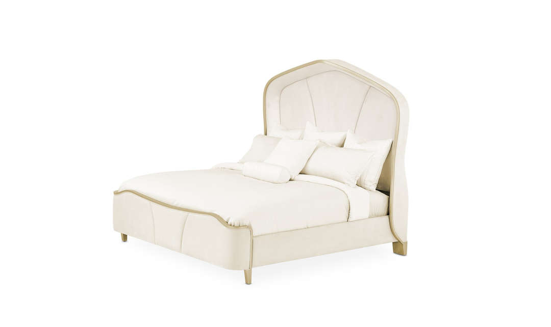 Aico Furniture Malibu Crest Upholstered Curved Panel Bed